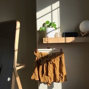 Mustard Yellow Striped Shorts